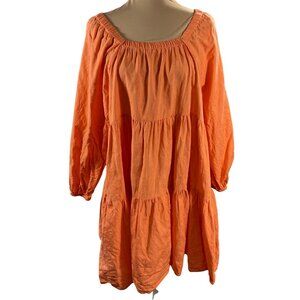 Universal Thread Tiered Mini Dress Orange Square Neck Size L Large